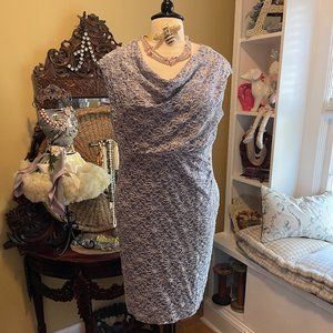 Connected Apparel NWT 22W Slate Blue Dress - Delicate Embellished Floral pattern